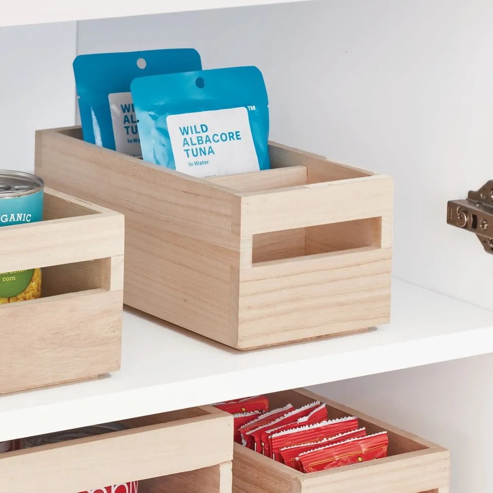Cutie depozitare din lemn paulownia iDesign Wood Handled, 12,7 x 25,4 cm