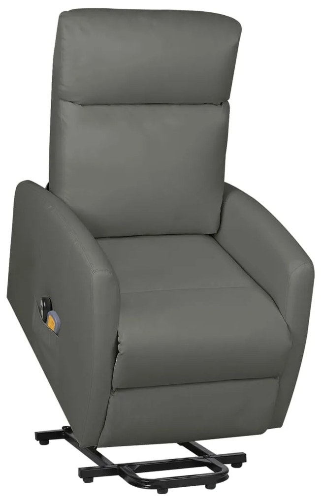 329635 vidaXL Fotoliu de masaj cu ridicare, gri, piele ecologică