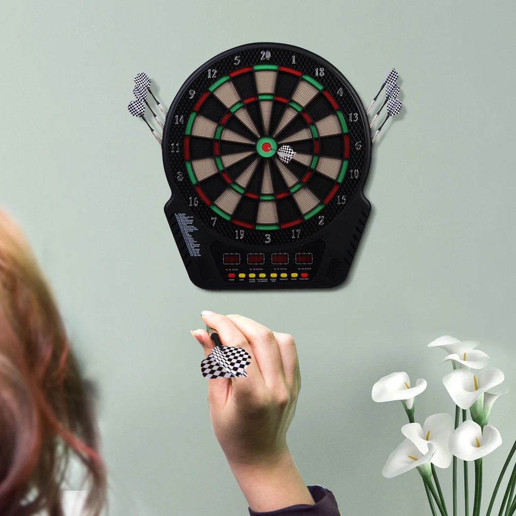 HOMCOM Set complet de darts electronic cu 6 săgeți și 27 jocuri - distracție garantată! | Aosom Romania