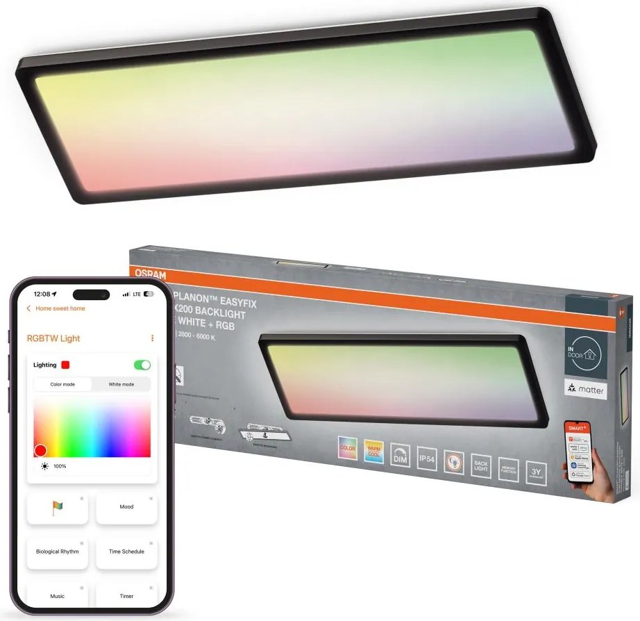 Osram - LED RGBW plafonieră de baie cu dimmer SMART+ PLANON LED/30W/230V Wi-Fi IP54 negru
