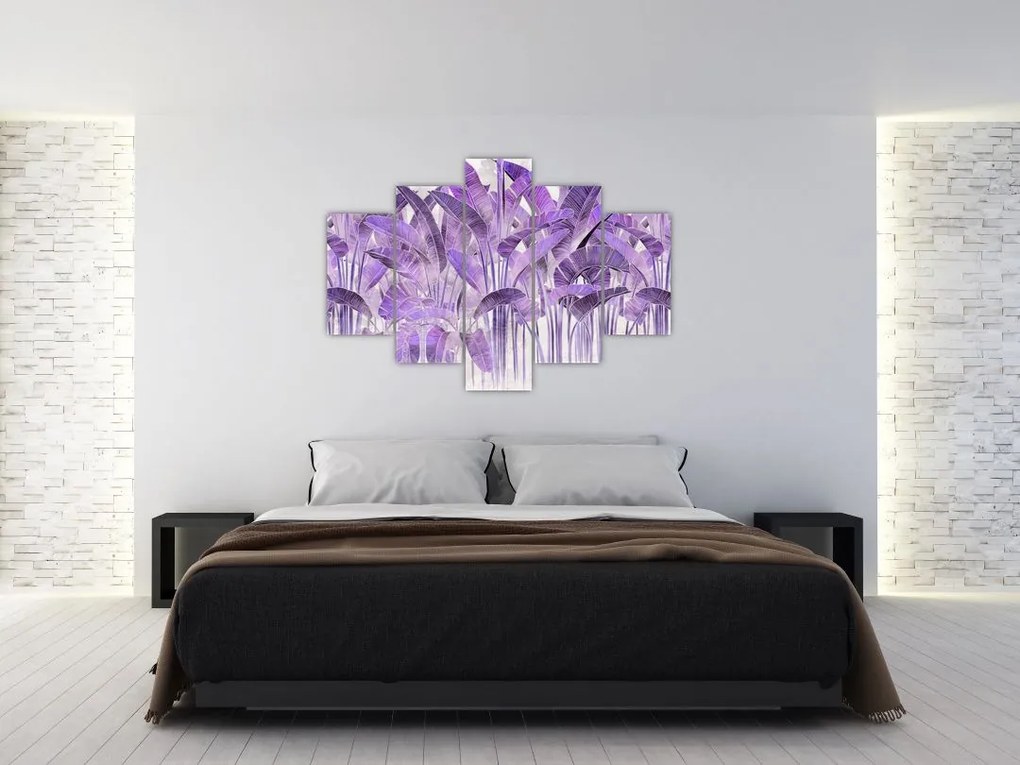 Tablou - Frunze violet în tencuială (150x105 cm)