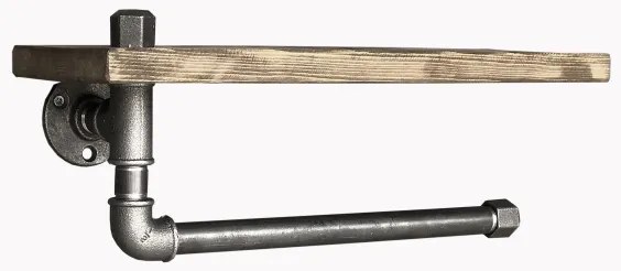 Raft de perete cu suport de prosoape BORURAF 16x40 cm molid/negru