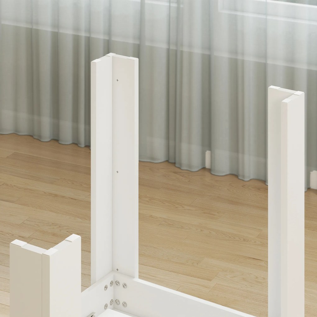 HOMCOM Masă extensibilă 140-180x80cm, albă, pentru 6-8 persoane, pentru spații mici | Aosom Romania