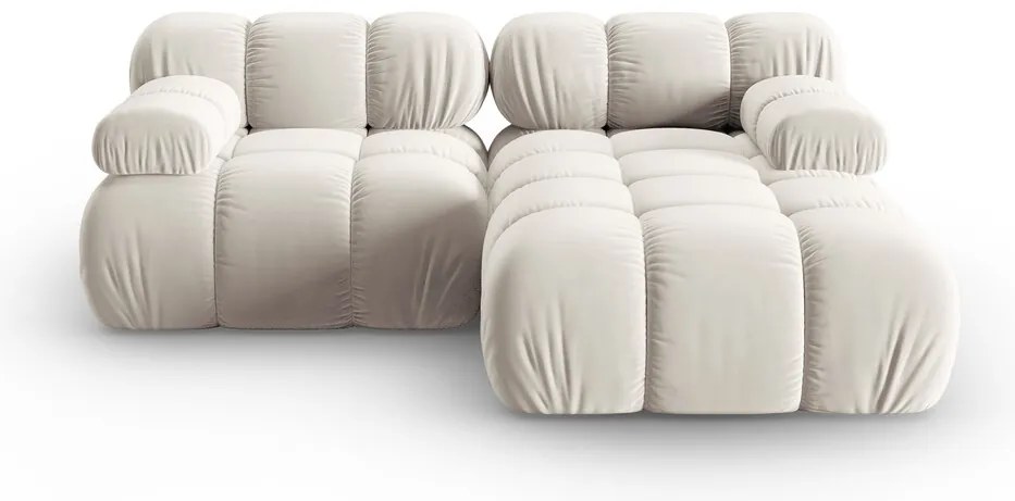 Coltar modular dreapta 3 locuri, Bellis, Micadoni Home, BL, 188x155x70 cm, catifea, bej deschis