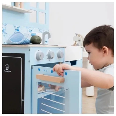 Bucătărie din lemn cu accesorii New Classic Toys albastru