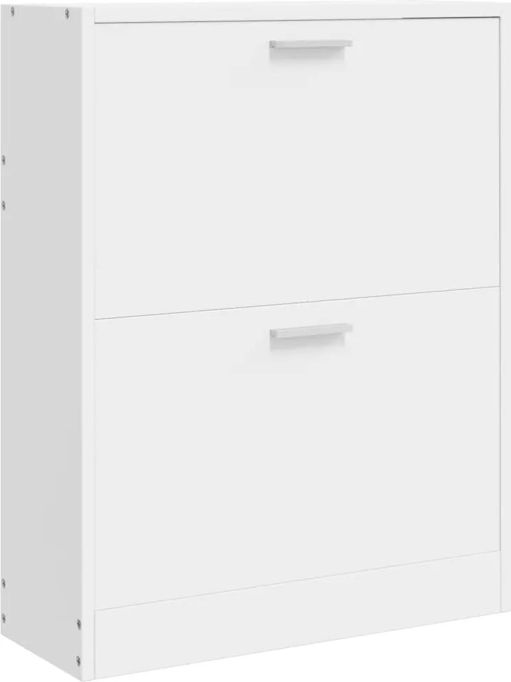 vidaXL Pantofar cu 2 compartimente din lemn, alb