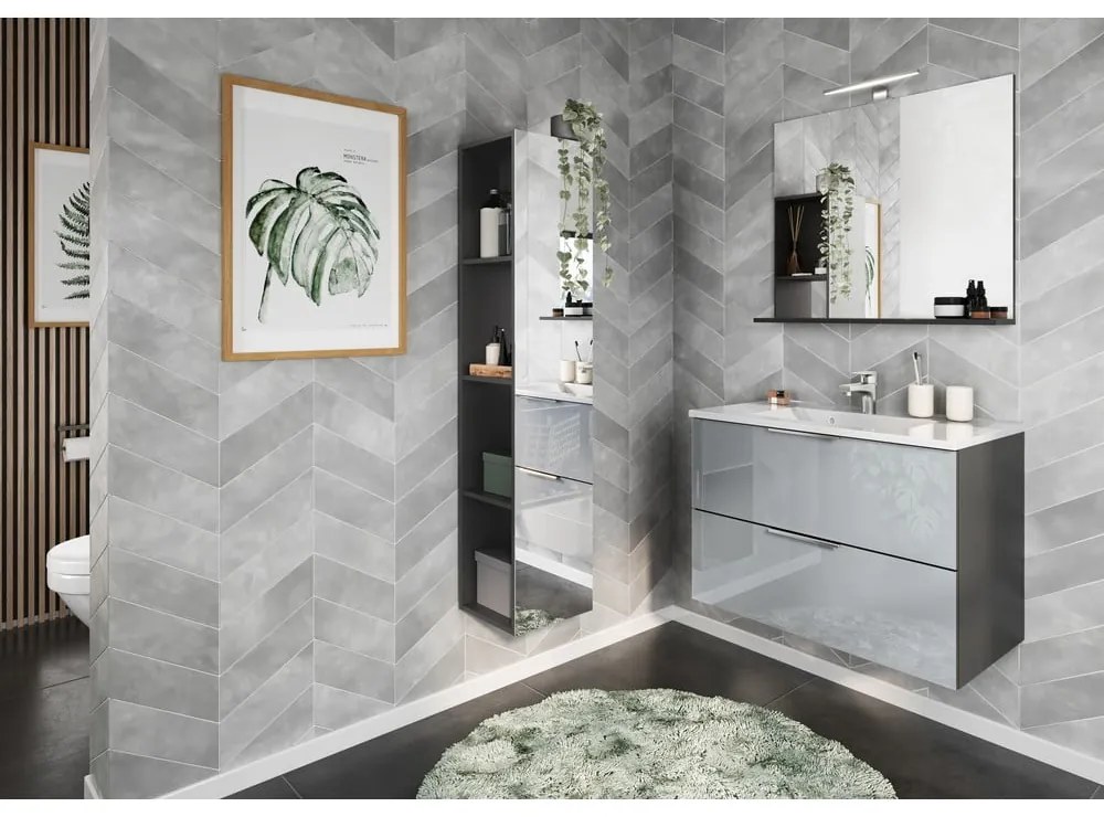 Dulap de baie gri antracit 31x144 cm Vasio – Germania