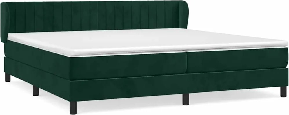 vidaXL Pat box spring cu saltea, verde închis, 200x200 cm, catifea