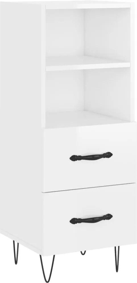 vidaXL Servantă, alb extralucios, 34,5x34x90 cm, lemn compozit