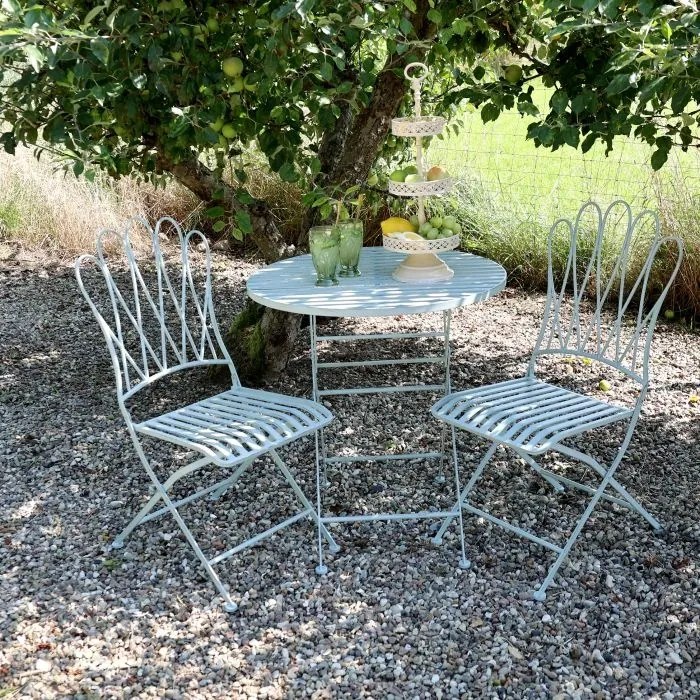 Set bistro din metal cu masa si 2 scaune, "Sky Blue"