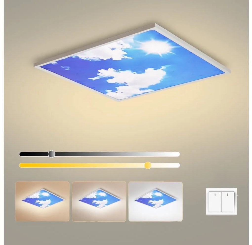 Brilagi - Plafonieră LED SLIMFRAME SKY, 58W, 230V, 60 x 60 cm, argintiu/albastru