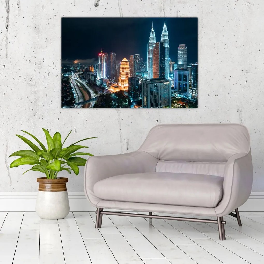 Tablou - Noaptea în Kuala Lumpur (90x60 cm)