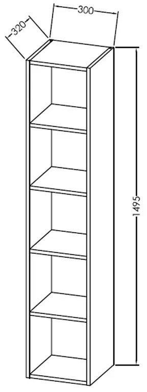 Dulap inalt deschis cu polite, Kolpasan, Naomi large, 149.5 cm, dark concrete