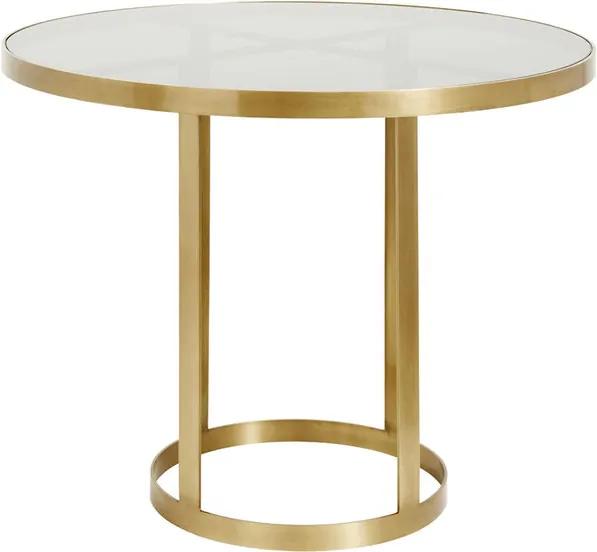 Masa rotunda din sticla si metal auriu 100 cm Golden Round Nordal