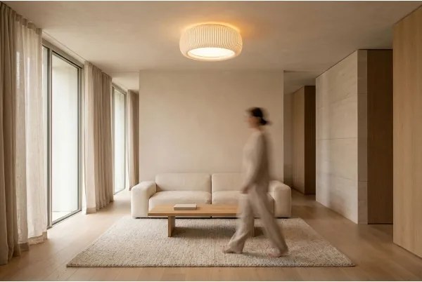 Plafonieră STRIPES 2xE27/40W/230V Ø 55 cm alb/crem
