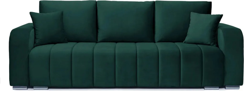 Canapea Extensibilă 3 locuri DIEGO, cu ladă de depozitare, 230x92x90 cm, Velutto-Verde