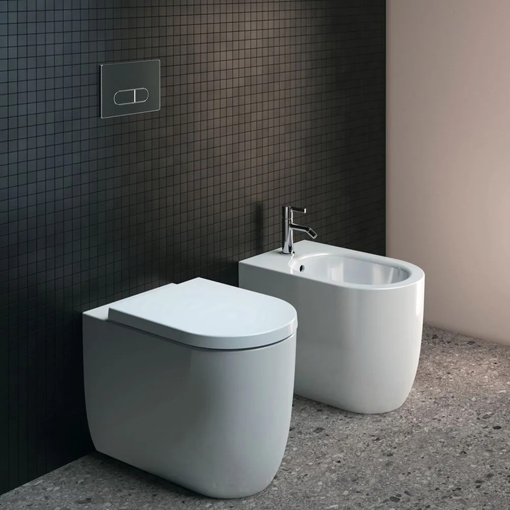 Bideu cu montare pe podea, 355x560 mm, cu preaplin, orificiu pentru baterie, alb