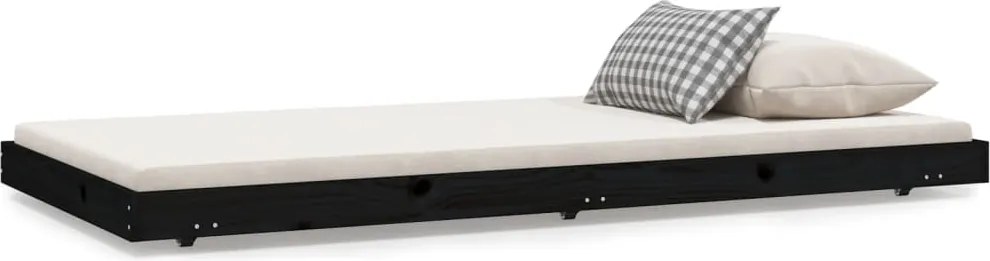 vidaXL Cadru de pat, negru, 75x190 cm, lemn masiv de pin