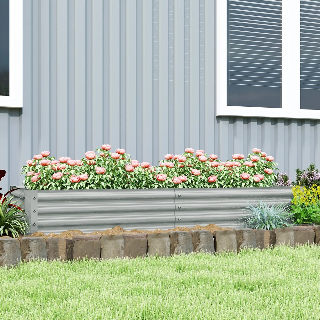 Outsunny Jardinieră de Exterior din Oțel cu Fund Deschis și Margini Întărite, 180x90x30 cm, Gri Argintiu | Aosom Romania