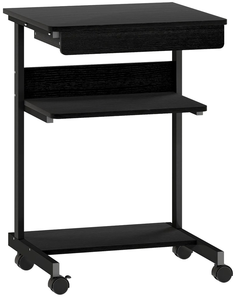 HOMCOM Birou PC cu Sertar Glisant și 2 Rafturi Deschise Negru | Aosom Romania