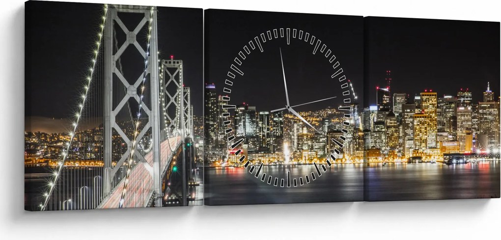 Tablou cu podul Brooklin și New York (cu ceas) (90x30 cm)