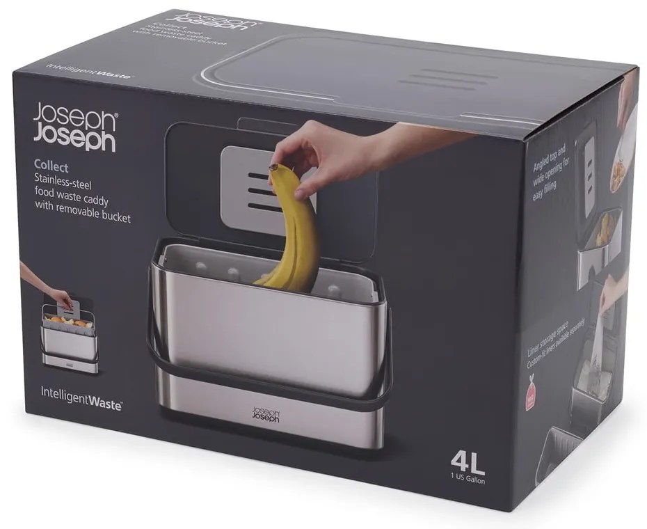 Recipient pentru deșeuri compostabile argintiu 4 l Collect – Joseph Joseph