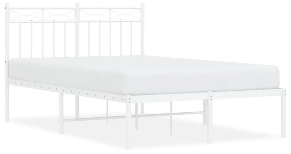 373738 vidaXL Cadru de pat metalic cu tăblie, alb, 120x200 cm