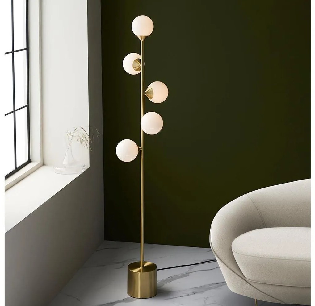 Endon 106756 - Lampă de podea OTIS 5xG9/3W/230V auriu/alb