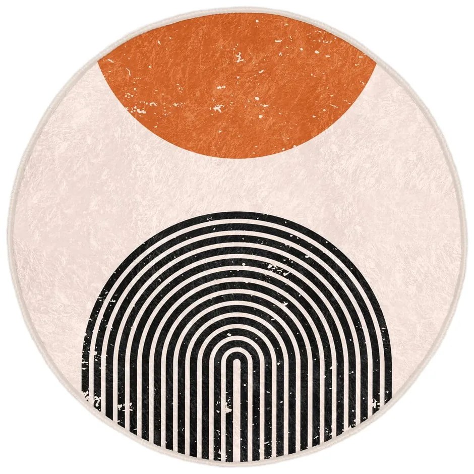 Covor rotund portocaliu-crem lavabil adecvat și pentru aspiratoare robot ø 80 cm Comfort – Mila Home