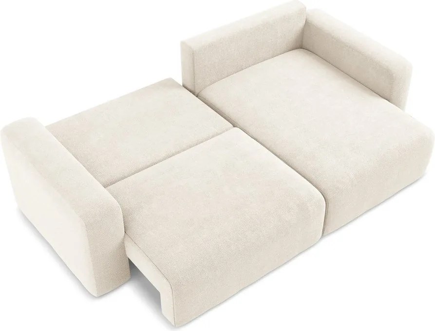 Colțar crem extensibil/cu spațiu de depozitare cu tapițerie din chenille (cu colț pe partea dreaptă/cu șezlong) Kona – Makamii