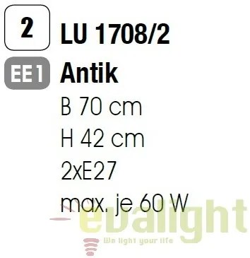 Lustra design rustic cu 2 brate Ludo LU 1708/2 Anti OR