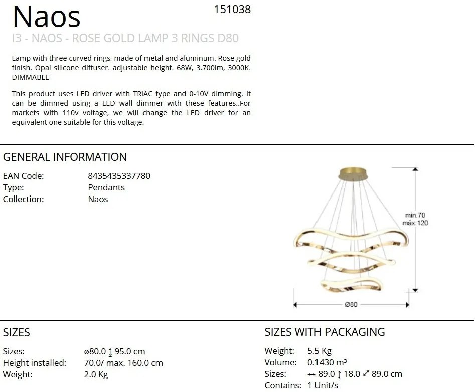 Lustra Suspendata Moderna, LED Naos
