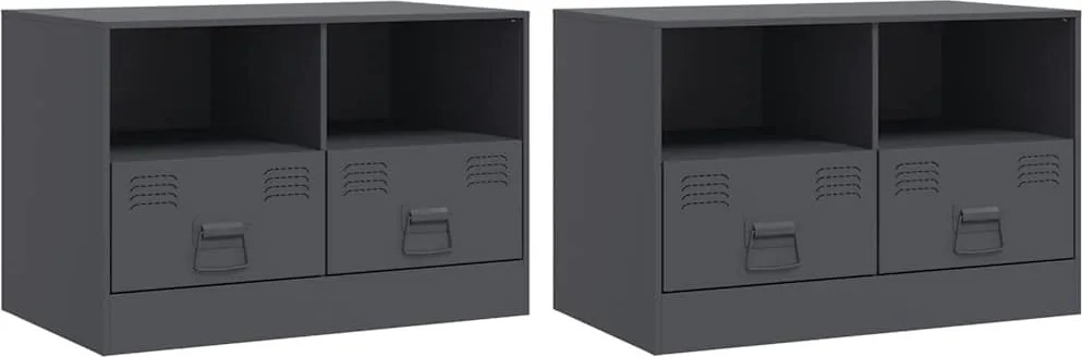 vidaXL Comodă TV, 2 buc., antracit, 67x39x44 cm, oțel