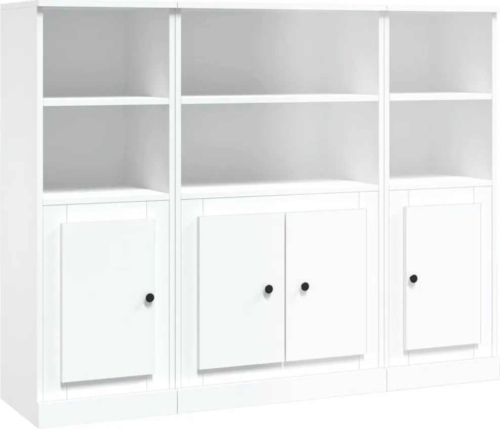 vidaXL Dulapuri înalte, 3 piese, alb, lemn prelucrat