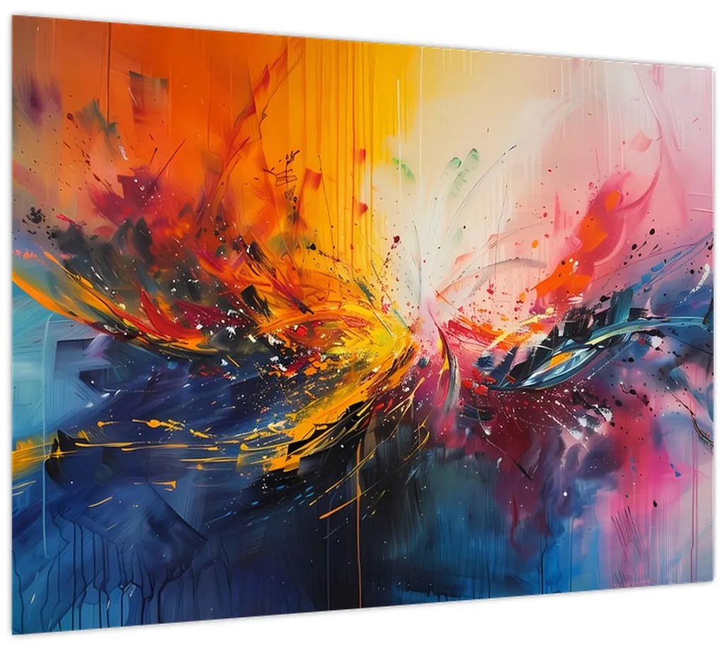 Tablou pe sticlă - Abstracție de culoare (70x50 cm)
