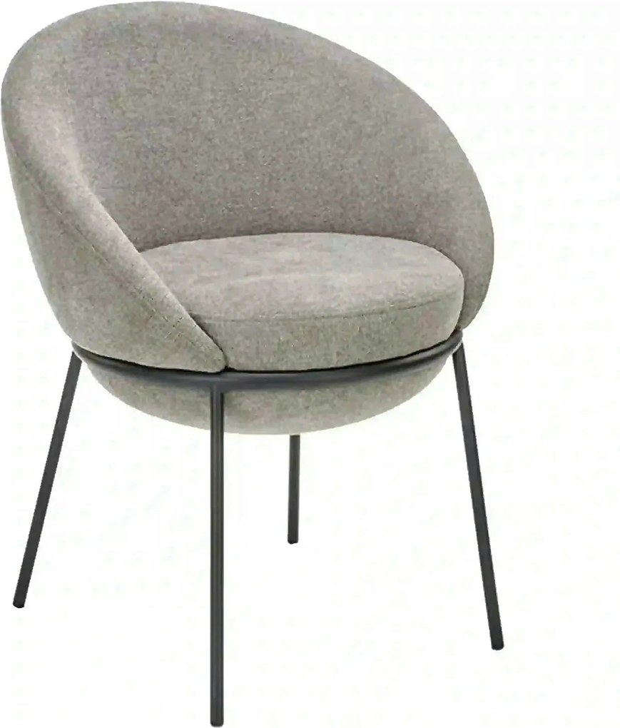 Scaun tapitat dining K482, gri/negru, stofa clasica/metal, 61x59x78 cm