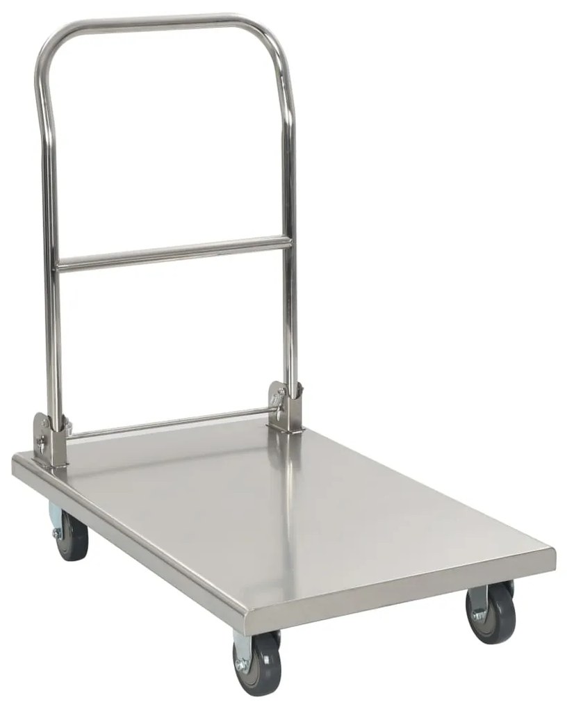 vidaXL Cărucior platformă, argintiu, 82 x 53 x 86 cm, oțel inoxidabil