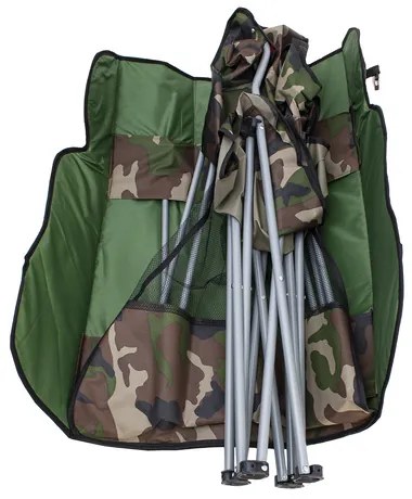 Scaun mare de pescuit pliabil cu baldachin - design camo