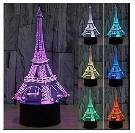 Lampa 3D LED - Turnul Eiffel -luminata cu telecomanda