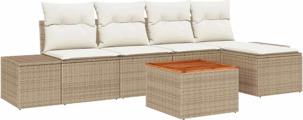 vidaXL Set de canapele pentru grădină 6 pcs Bej și crem poliratan