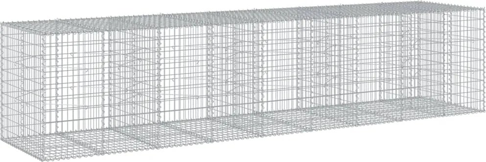 vidaXL Coș gabion cu capac, 450x100x100 cm, fier galvanizat