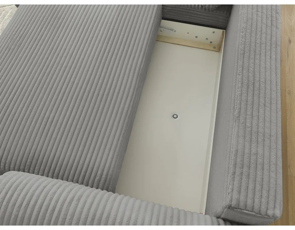 Colțar gri închis extensibil cu tapițerie din catifea reiată (cu colț pe partea stângă ) Lucien – Bobochic Paris