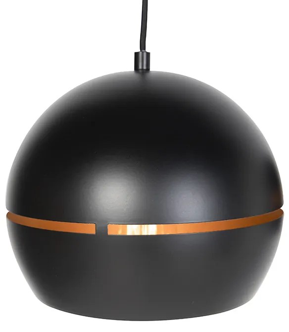Lampă suspendată de design neagră cu interior auriu cu 3 lumini - Buell