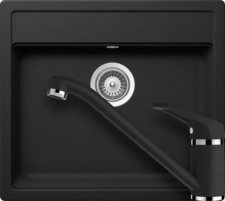 Set chiuveta bucatarie Schock Nemo N-100 570 x 510 mm si bataerie bucatarie Schock Cosmo Cristalite Nero, negru