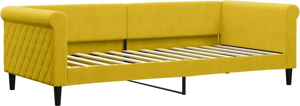 vidaXL Pat de zi, galben, 90x200 cm, catifea