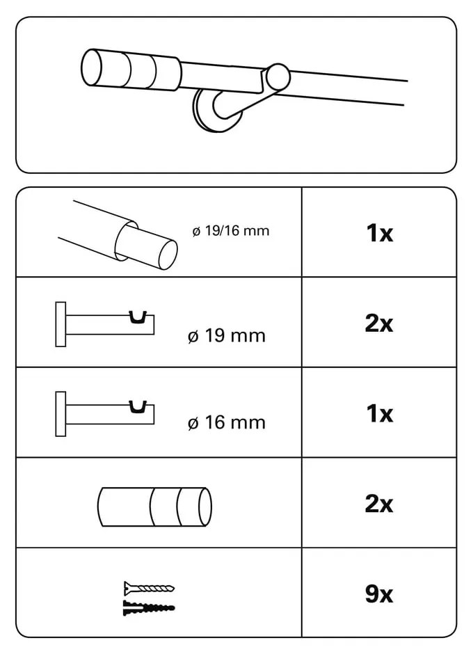 Galerie de perdea 190 - 340 cm din metal Kreta - Gardinia