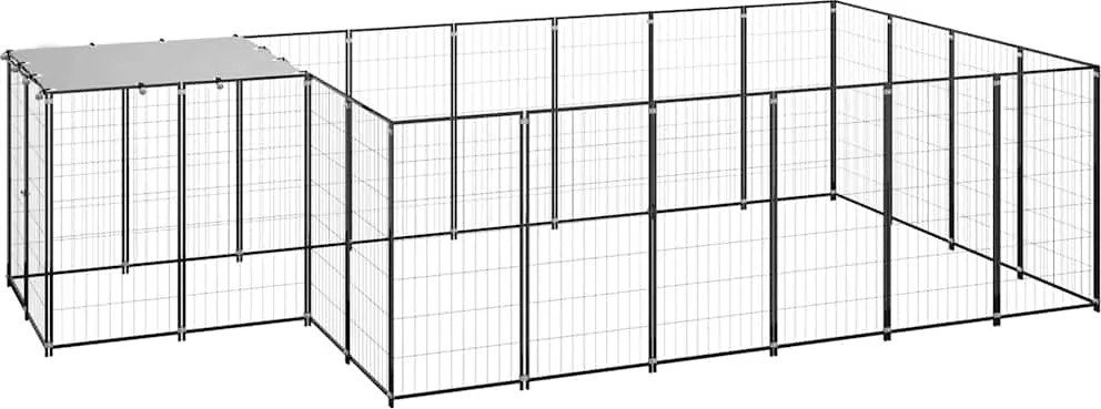 vidaXL Padoc pentru câini, negru, 8,47 m², oțel