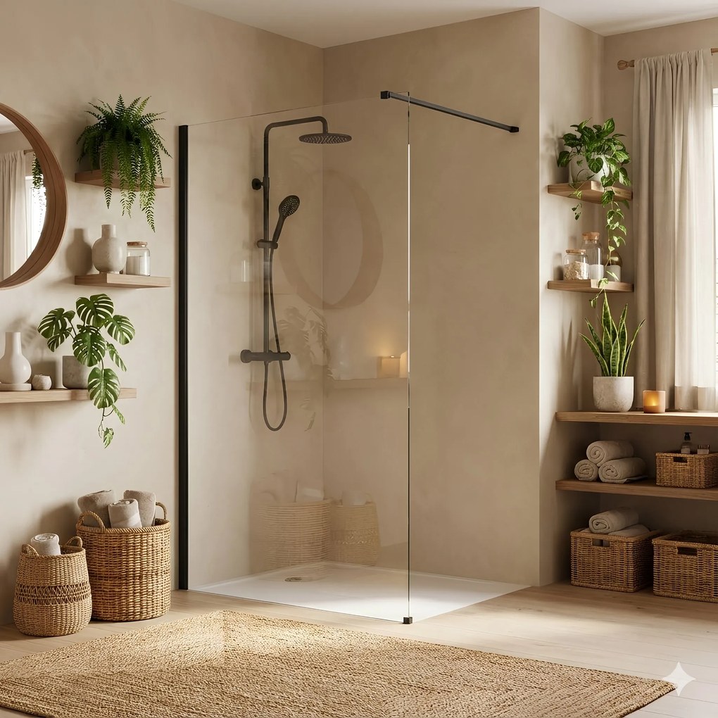 Paravan de dus Rea Flexi Transparent / Black 70