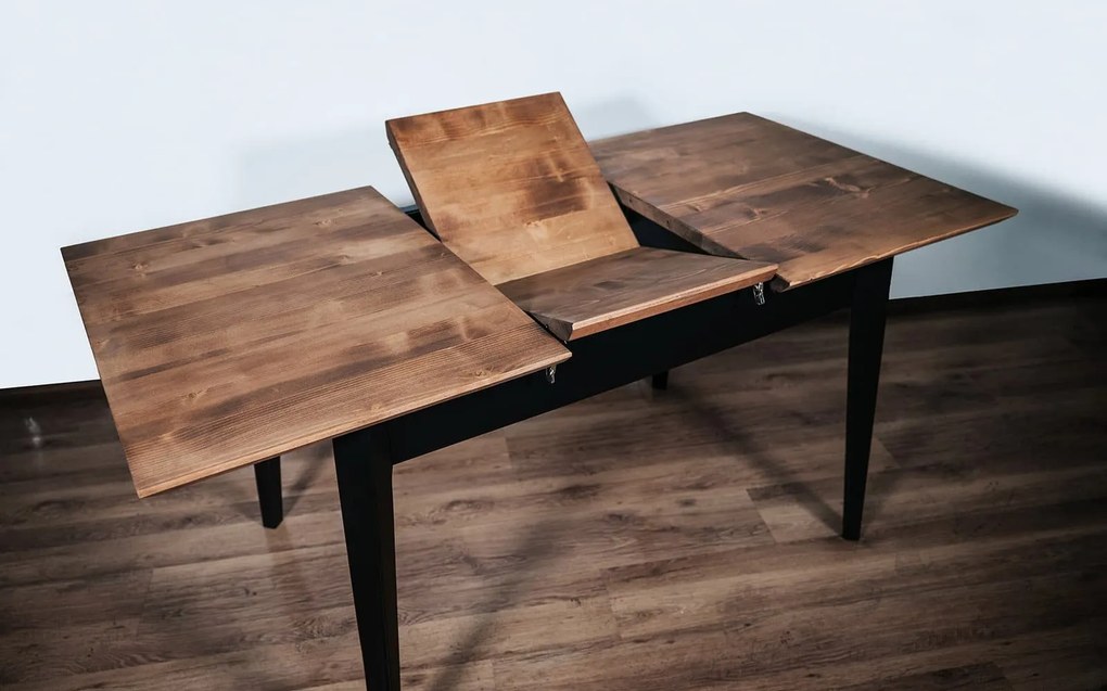 Masă lemn masiv Dining Extensibilă Timeless 120/ Negru, 160 × 80 × 76 cm