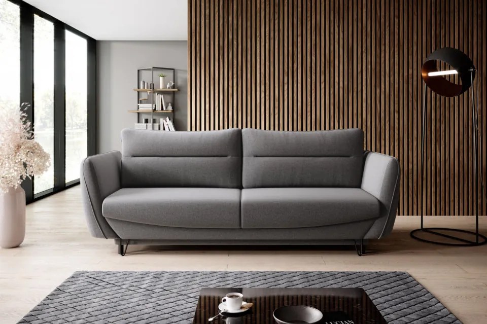 Canapea tapitata, extensibila, cu spatiu pentru depozitare, 236x90x95 cm, Silva 01, Eltap (Culoare: Negru pepit / Marte 10)